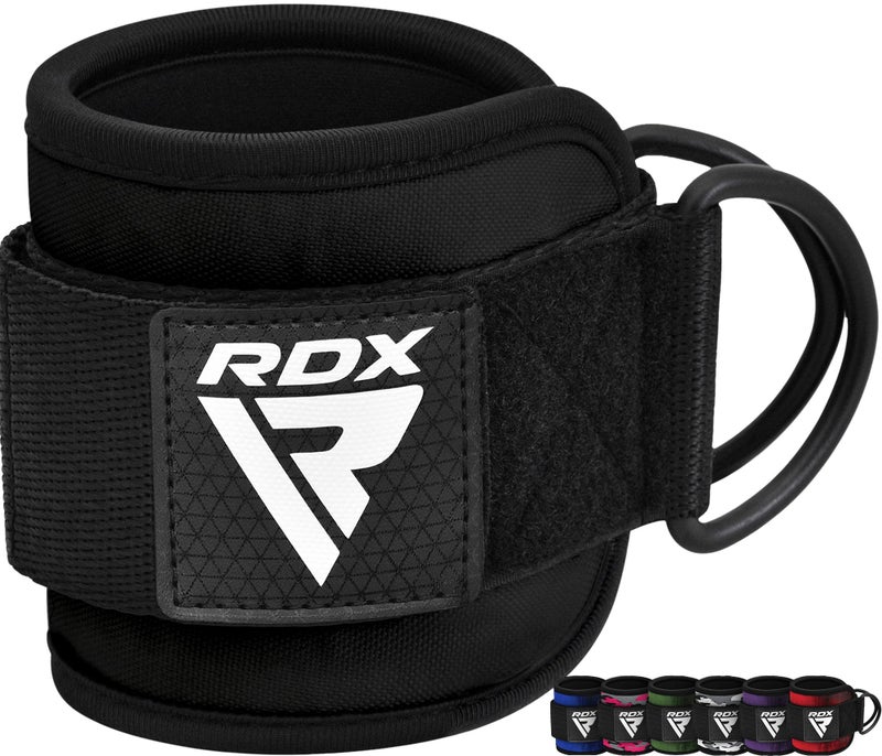 Rdx أحزمة كاحل RDX لآلات الكابل - 7 مم نيونبرين مبطنة 10"x4" قابلة للتعديل مع حلقات D مزدوجة - ملحقات الوزن للمعصم والأرداف وركلات الساق وتقوية الفخذ - للرجال والنساء - Image 1